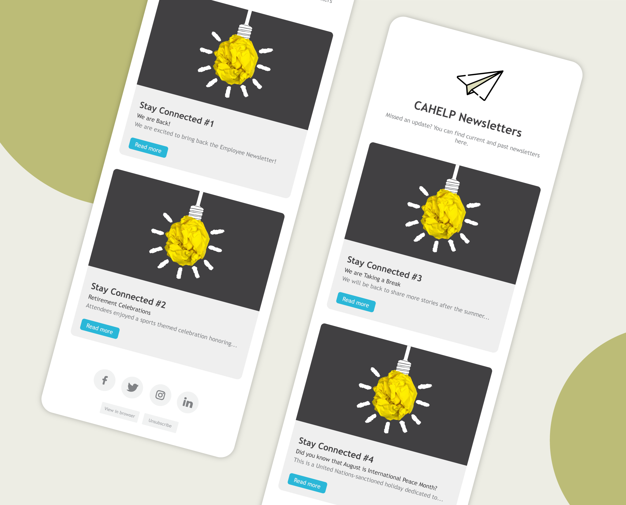 Home screen of newsletters